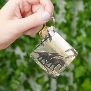 Porte-clés Dinosaures Vintage, Amargasaurus avec Palmiers