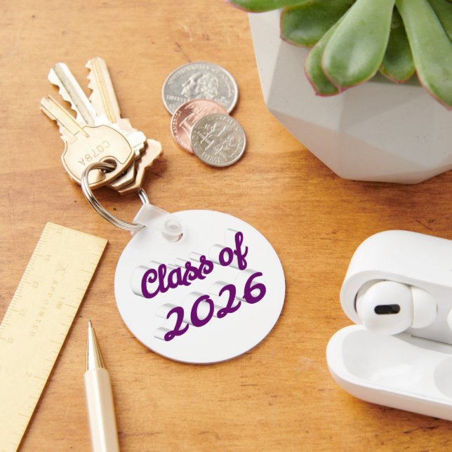 Porte-clés Diplômé de 2026 écriture violette  remise des dipl (Bureau)