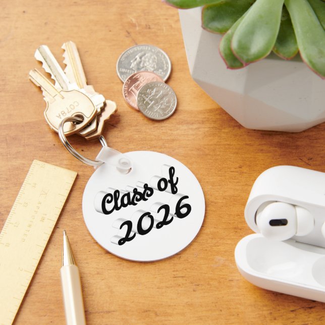 Porte-clés Diplômé de la promotion 2026 écriture noire  (Bureau)