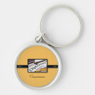 Porte-clés Diplôme d'études supérieures, Noir, Or, Cadeau ron