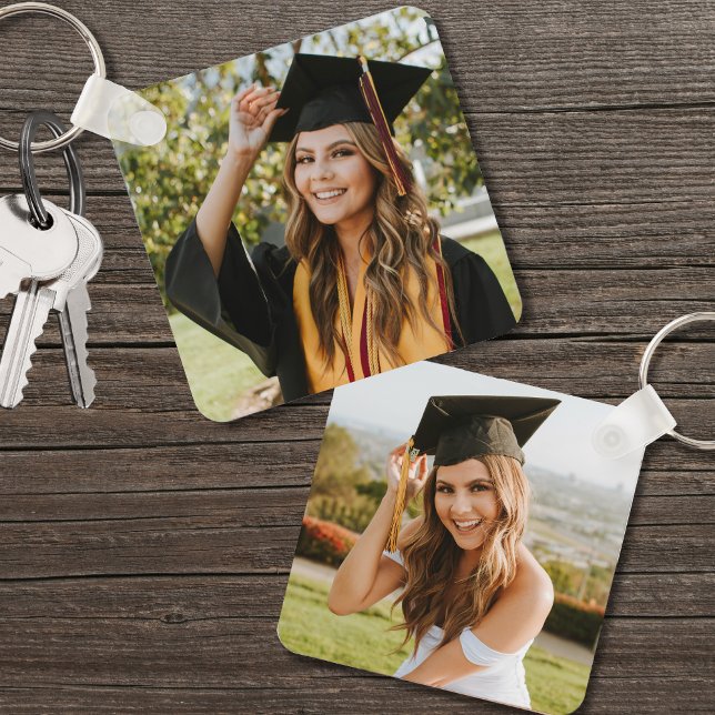 Porte-clés Diplôme double face Deux photos (Double Sided Graduation Two Photo keychain)
