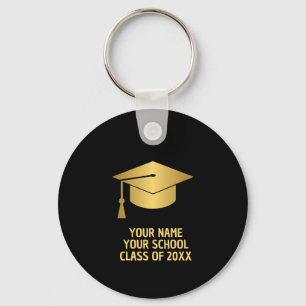 Porte-clés Diplôme personnalisé or et noir pour la remise des