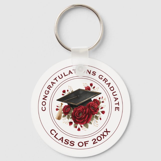 Porte-clés Diplôme & Roses Rouges Promotion 20XX (Recto)