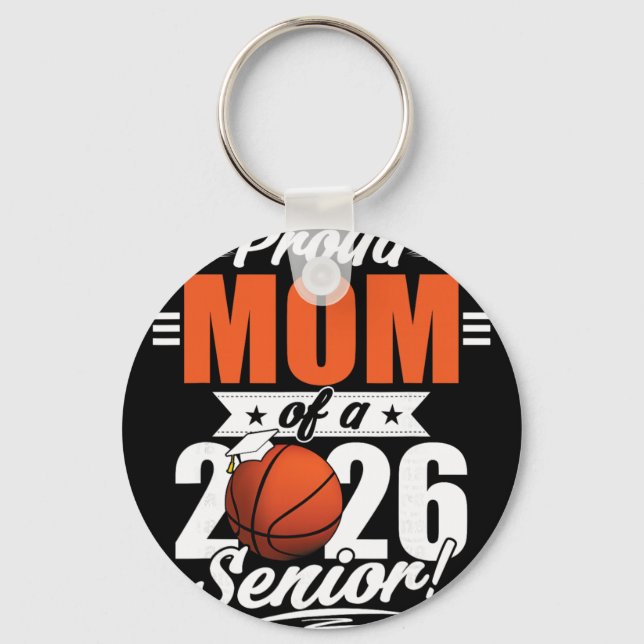 Porte-clés Diplômée 2026 Maman fière d'une lycéenne de basket (Recto)