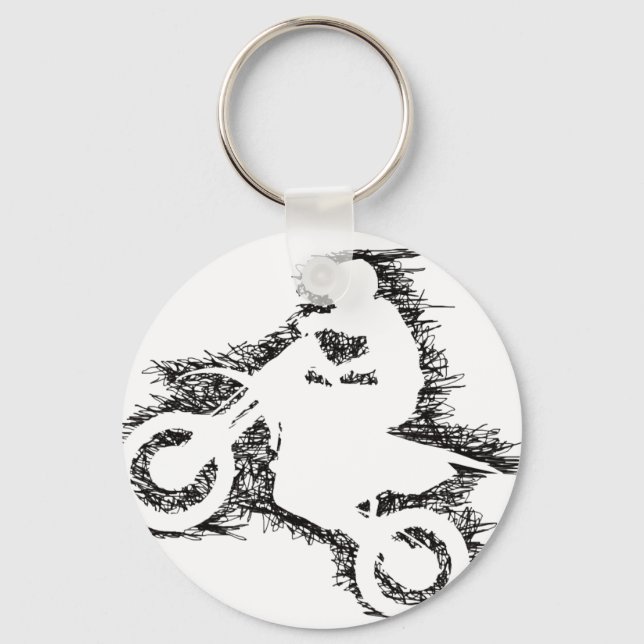 Porte-clés DIRT BIKE (noir gribouillant) (Recto)