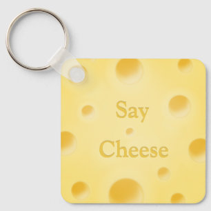 Porte-clés "Dis Cheese" Tranches de fromage jaune personnalis