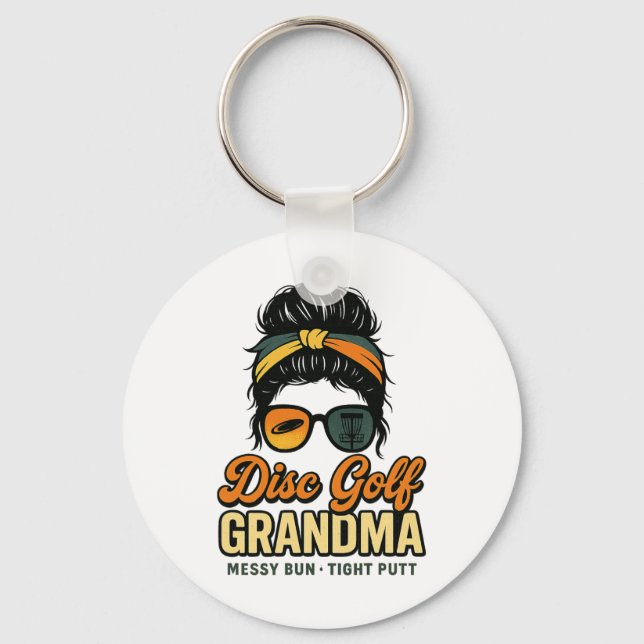 Porte-clés Disc Golf Grand-mère Script Rétro  (Recto)