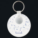 Porte-clés Disco Ball Dancer<br><div class="desc">Delight the dancer in your life with this blue and purple disco ball themed key chain. Text is customizable. Perfect for adults and kids. Part of a collection from Parcel Studios.</div>