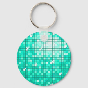Porte-clés Disco Tiles Aqua porte - clé rond