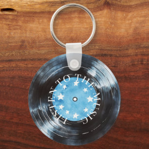 Porte-clés Disque de musique Aqua Blue Black