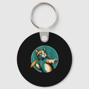 Porte-clés Disque Golfer Cat Disque Golf Player Funny Hallowe