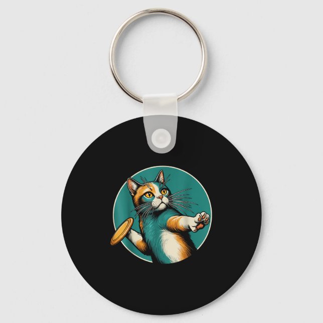Porte-clés Disque Golfer Cat Disque Golf Player Funny Hallowe (Recto)