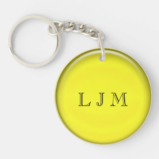 Porte-clés - Disque jaune avec initiales