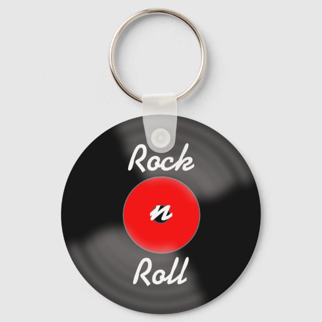 Porte-clés disque vinyle Rock Roll Rouge  (Recto)