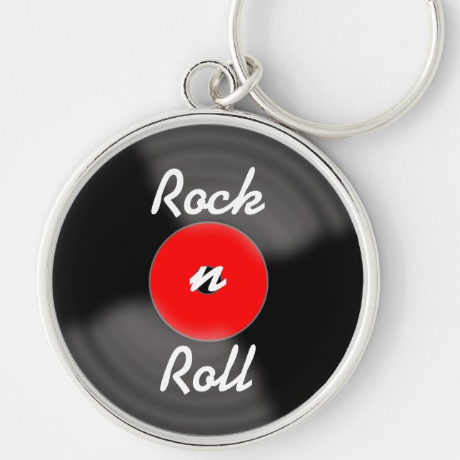 Porte-clés disque vinyle Rock Roll Rouge  (Devant)