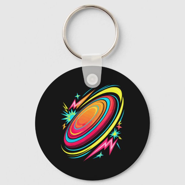 Porte-clés Disques de golf volants de frisbee d'arcade rétro  (Recto)