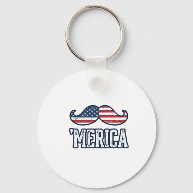 Porte-clés Distressed America Mustache Patriotic Vector Desig (Recto)