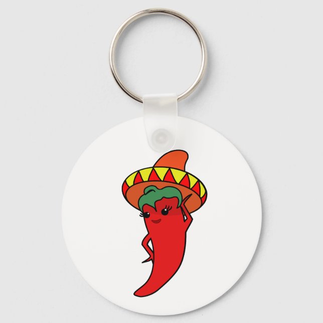 Porte-clés Diva Piment Rouge Chaud Sombrerob Mexicain (Recto)