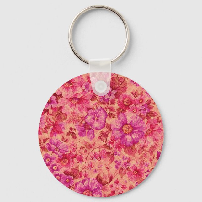 Porte-clés Diverses fleurs en fleurs en rose et violet chaud (Recto)