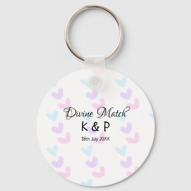 Porte-clés Divine match ajouter nom de couple lettre motif co (Recto)