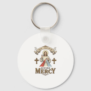 Porte-clés Divine Mercy Jésus Gravure Vintage T-shirt Religie