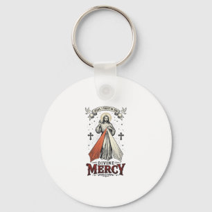 Porte-clés Divine Mercy Jésus je me confie en Toi Vintage T-S