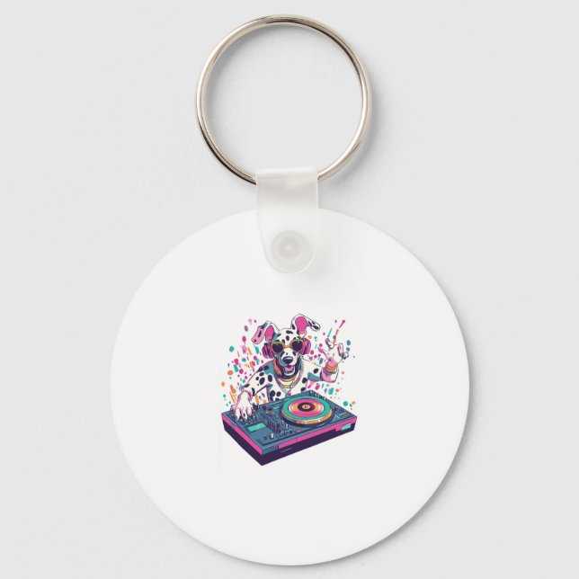 Porte-clés DJ Dalmatien � EDM Rave Party Chien (Recto)