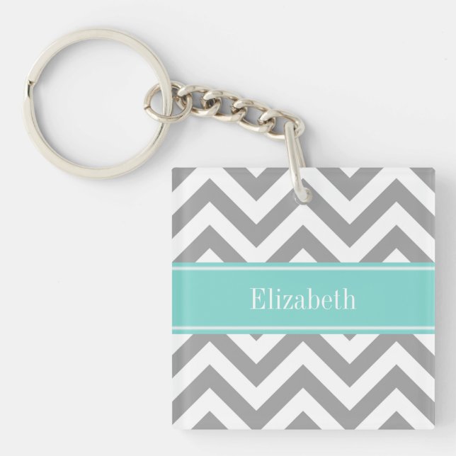 Porte-clés Dk Gray White LG Chevron Turquoise (Devant)