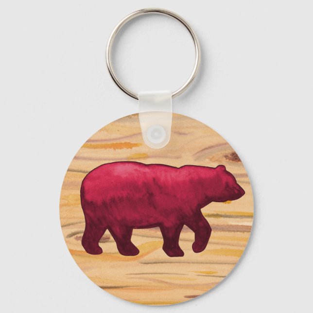 Porte-clés DK Red sur Porte - clé d'ours en bois (Recto)