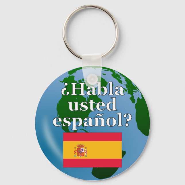Porte-clés Do you speak Spanish ? Flag & globe (Recto)