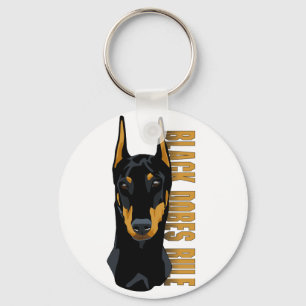 Porte-clés Doberman Head, Black Dobes Rule