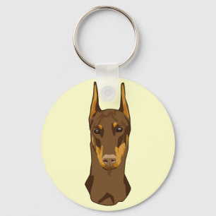 Porte-clés Doberman Head, Rouge