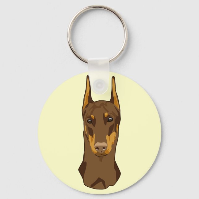 Porte-clés Doberman Head, Rouge (Recto)