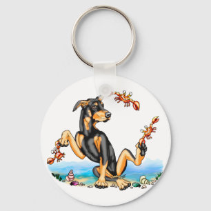 Porte-clés Doberman noir Pinscher Kinda Crabby Porte - clés