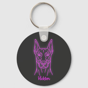 Porte-clés Doberman Personnalisé Néon Glow Personnalisé