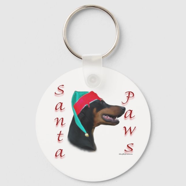 Porte-clés Doberman Pinscher (blk) Père Noël Paws (Recto)