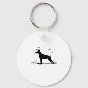 Porte-clés Doberman Pinscher Chien � Halloween Lune Silhouett