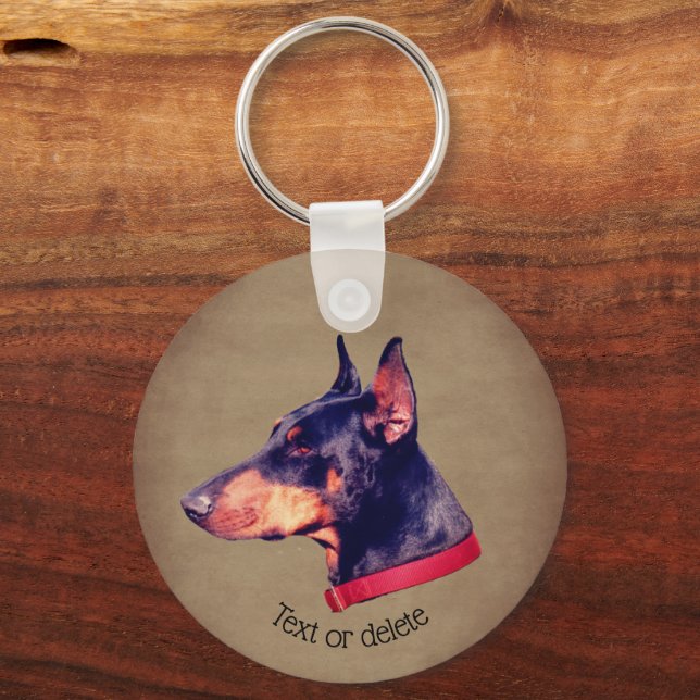 Porte-clés Doberman Pinscher Face Dog Personalized (Recto)