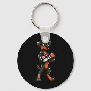 Porte-clés Doberman Pinscher I Love Grandma Funny Chien Tatto