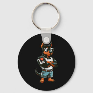 Porte-clés Doberman Pinscher I Love Papa Funny Chien Tattoo