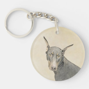 Porte-clés Doberman Pinscher Peinture - Art Chien original