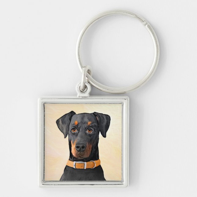 Porte-clés Doberman Pinscher Peinture non découpée Art origin (Devant)