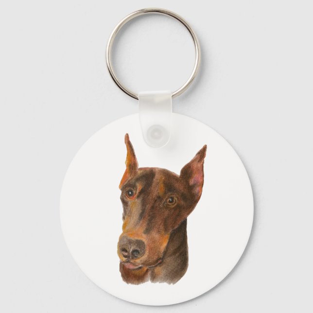Porte-clés Doberman Pinscher Porte - clé Fob (Recto)