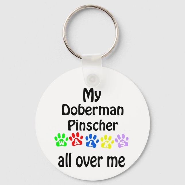 Porte-clés Doberman Pinscher Walks Design (Recto)