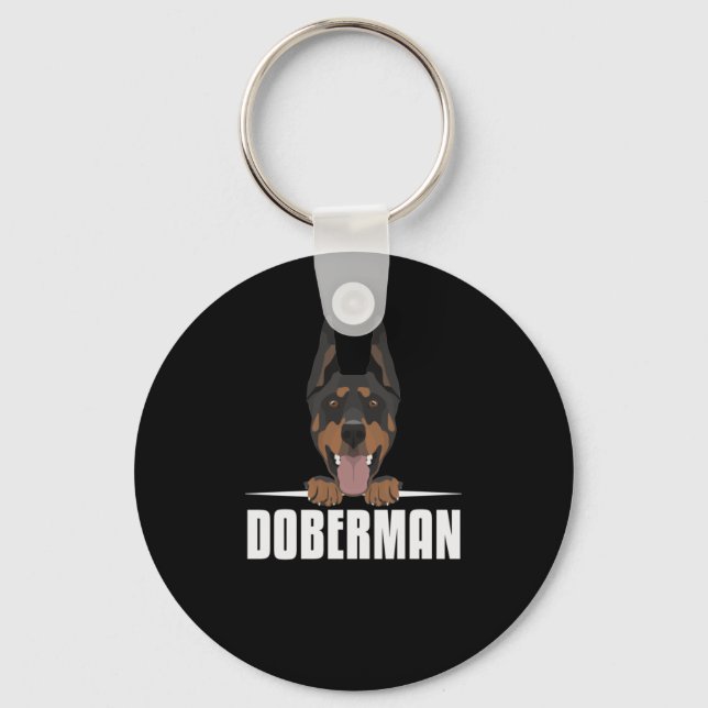 Porte-clés Doberman souriant (Recto)