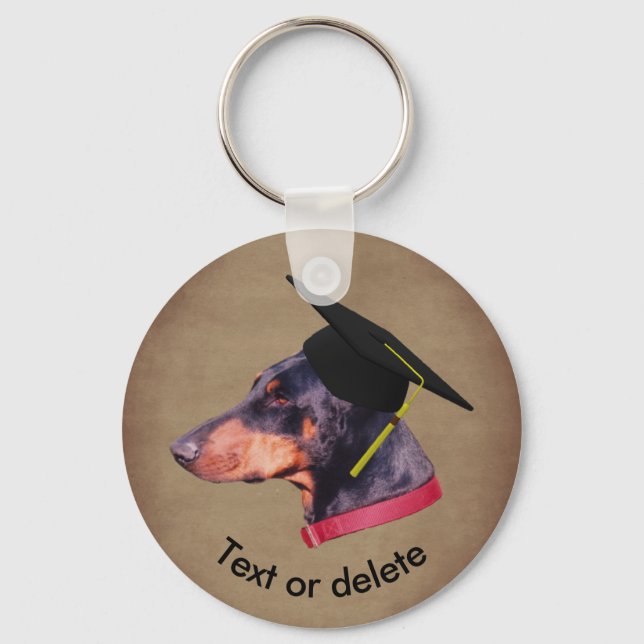 Porte-clés Doberman The Graduate Funny Dog Personalized (Recto)