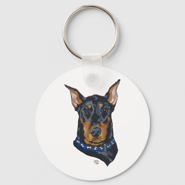 Porte-clés Dobermann noir (Recto)