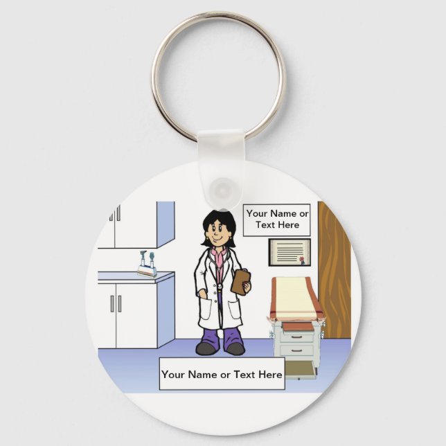Porte-clés Docteur - Dessin féminin par PrintedPerfection.com (Recto)