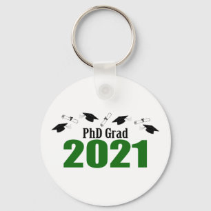 Porte-clés Doctorat - Casquettes Et Diplômés De 2021 (Vert)