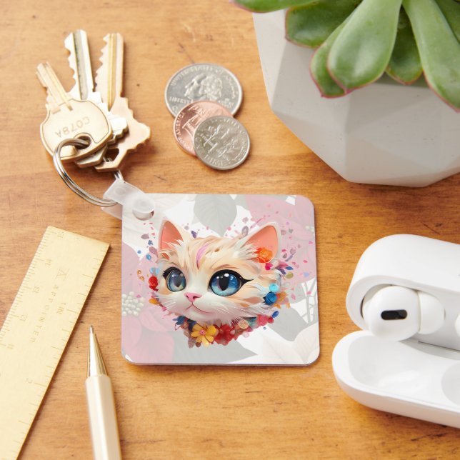 Porte-clés Dodo chic mignon émotionnel chat rose arrière - pl (Bureau)
